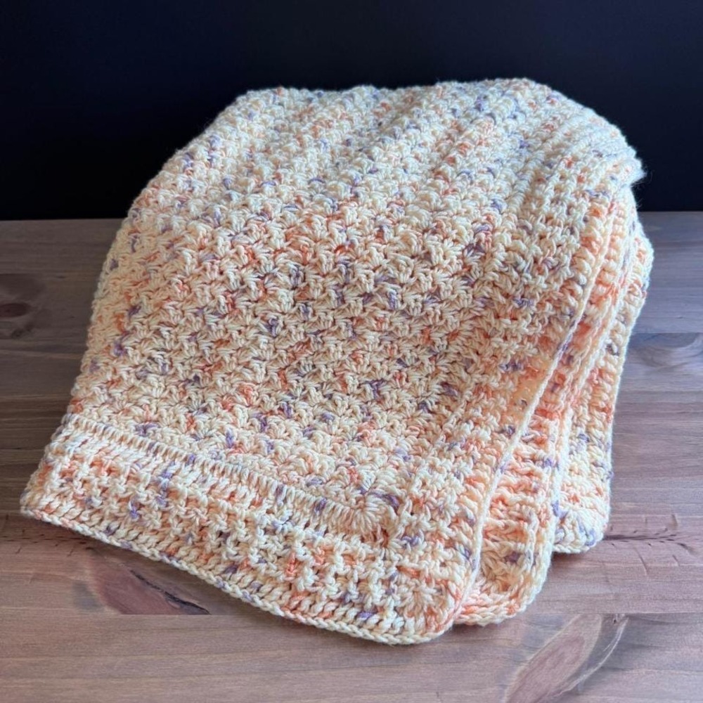 Soft Handmade Orange Sherbert Crochet Small Blanket Throw Blanket